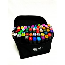 Маркеры для скетчинга, набор 60 цветов черные в сумке